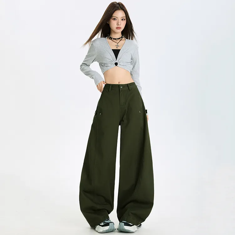 美式复古辣妹弯刀裤2025秋季新款百搭显瘦垂感阔腿工装休闲裤ins