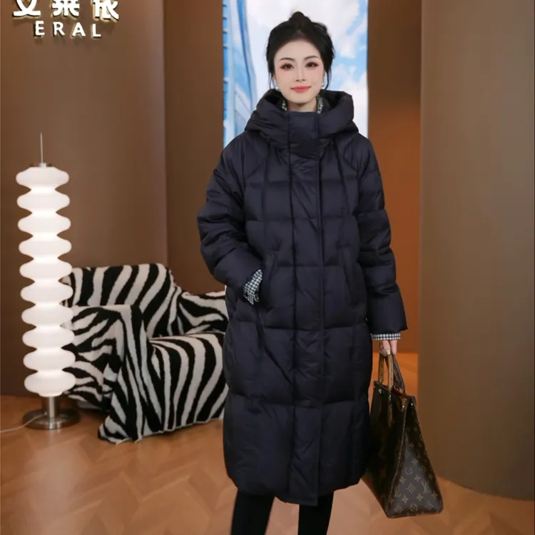 艾莱依女款长款轻职风纯色中长款厚款时尚冬无束缚保暖1124