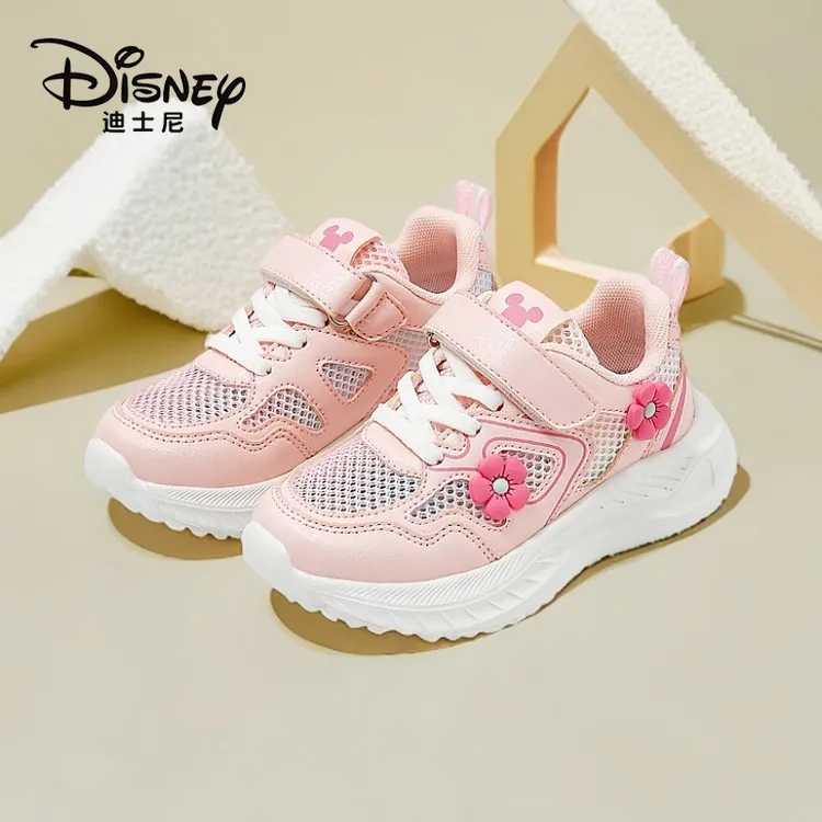 Disney/迪士尼女童鞋子运动鞋 2025夏季透气儿童大网眼立体花朵鞋