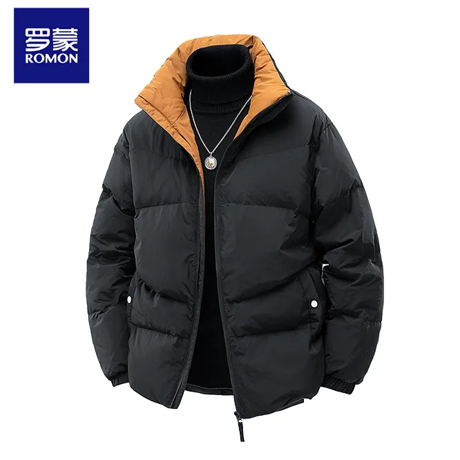 罗蒙男士休闲立领保暖短裤羽绒服冬季大码百搭舒适御寒白鸭绒外套