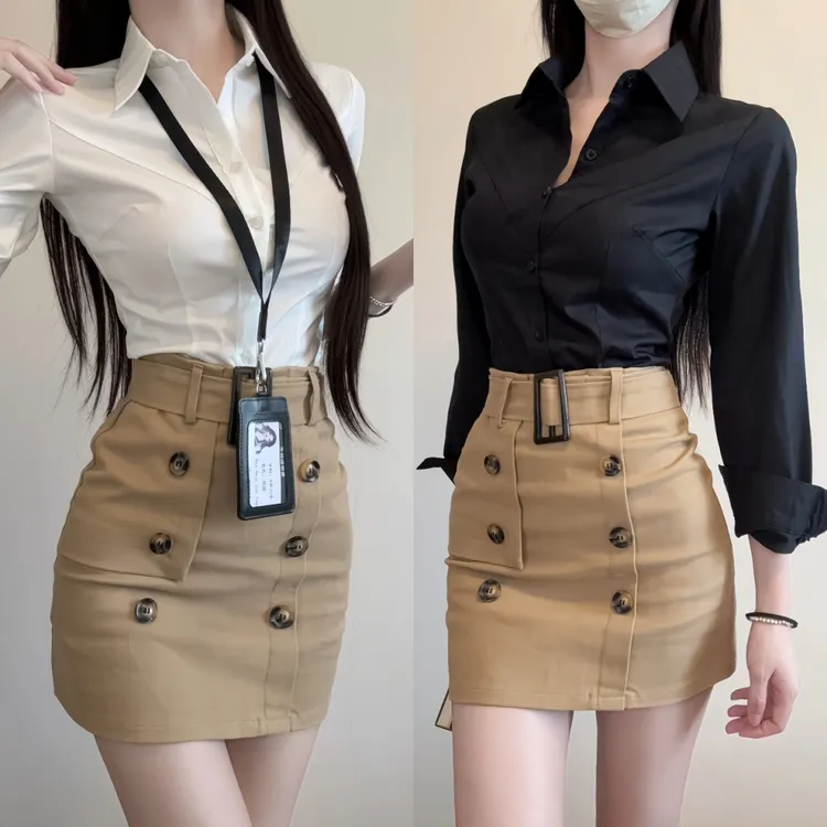 【辣妹衬衫】jk制服学院风收腰显瘦修身御姐甜美性感纯欲学生套装女