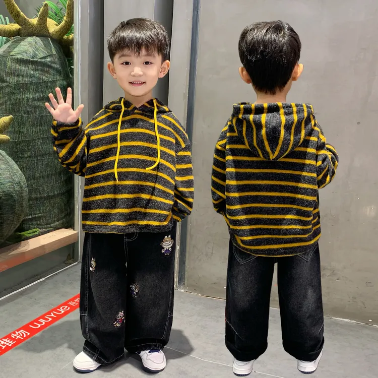 男童衣服秋款套装中小儿童洋气童装春秋季男孩休闲宝宝条纹两件套