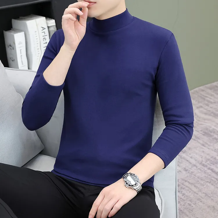 中厚半高领长袖T恤男2025新款潮流男装修身打底衫秋冬季保暖上衣