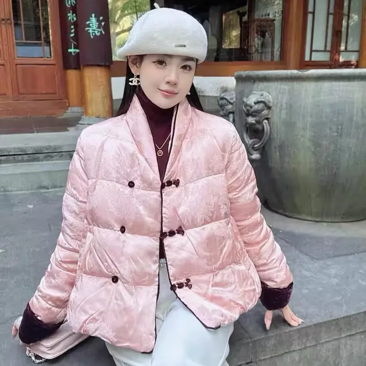 新中式国风棉服外套女2025新款秋冬季唐装年轻款保暖棉衣加厚上衣