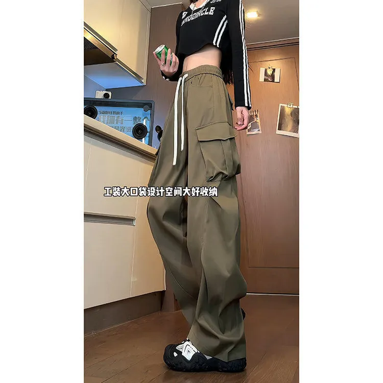 垂感男装外套春秋春季新款美式工装褶皱裤子男宽松休闲百搭神裤