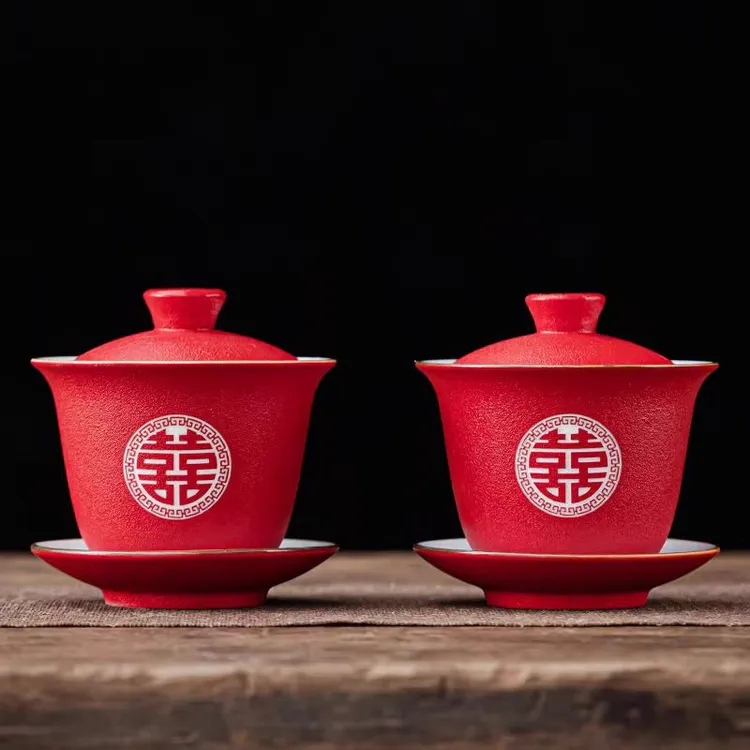 敬茶杯结婚套装一对喜碗筷杯子婚礼红色改口茶具敬酒陪嫁用品大全