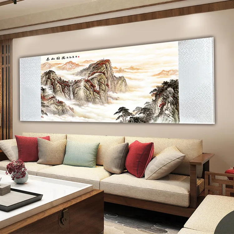 《泰山日出》横版挂画吉祥玄关客厅背景墙中式国风装饰画