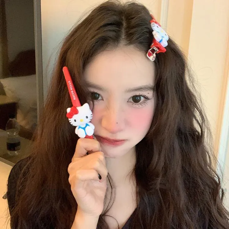 卡通可爱Hellowkitty凯蒂猫发夹一字夹女生边夹大号刘海夹加长女