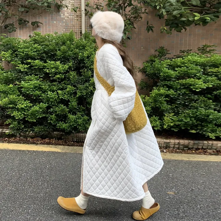 美式复古棉服女中长款过膝外套2025冬季新款时尚大码遮肚孕妇装