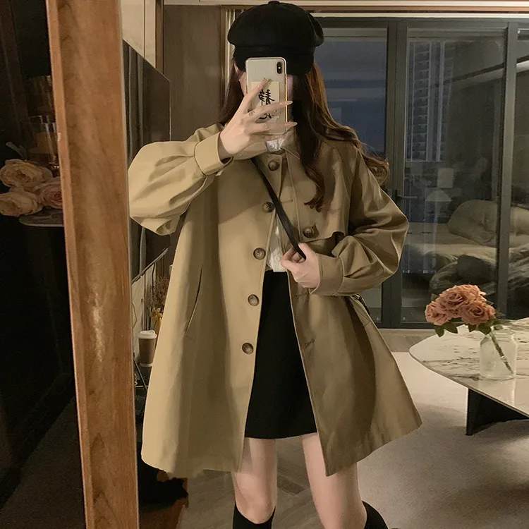 卡其色风衣女小个子2025春秋季新款高级感宽松显瘦中长款休闲外套