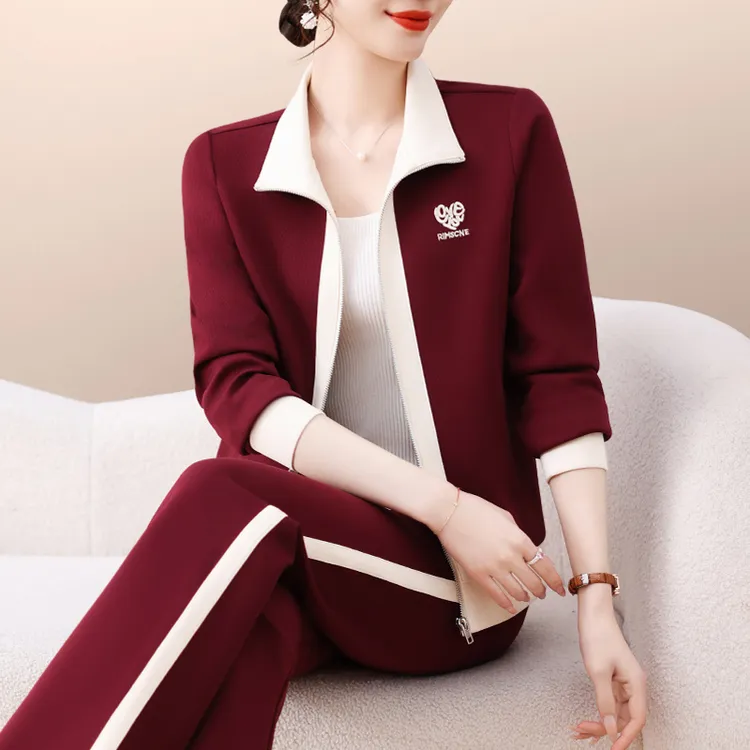 气质妈妈运动服套装女春秋2025新款时尚洋气开衫显瘦减龄两件套潮
