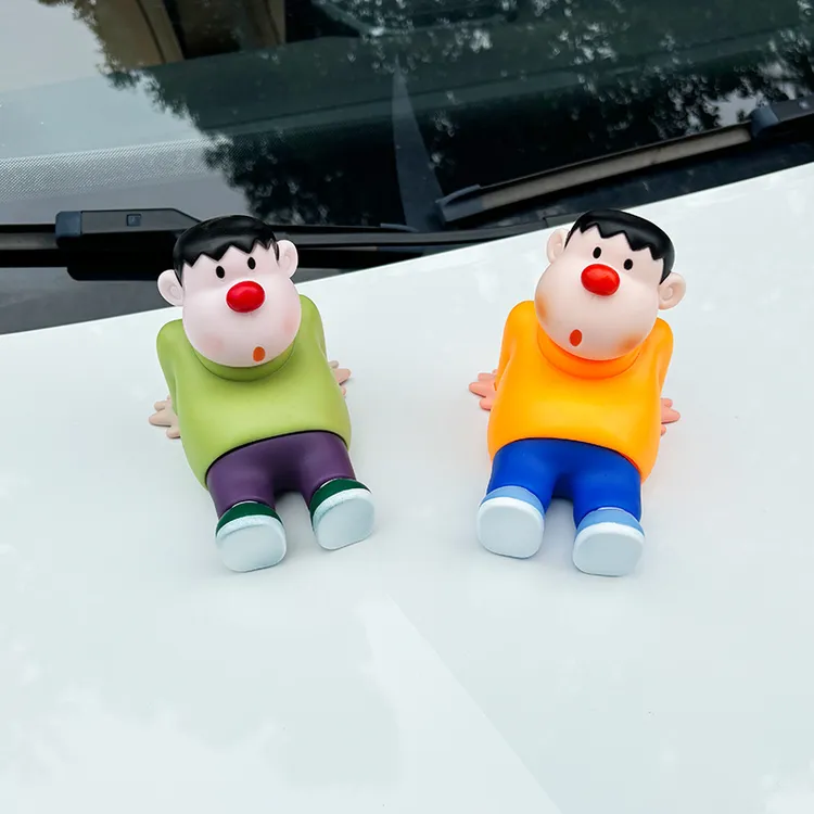 塑料歪头坐姿胖虎车载摆件汽车内饰品车顶装饰车尾挂件中控台个性