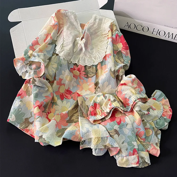 夏季ins睡衣女新款彩色花朵短袖短裤蝴蝶结甜美学生小个子家居服