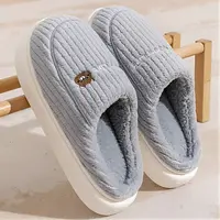 棉拖鞋女2025新款秋冬季室内家居家厚底加绒保暖防滑毛毛拖鞋男士