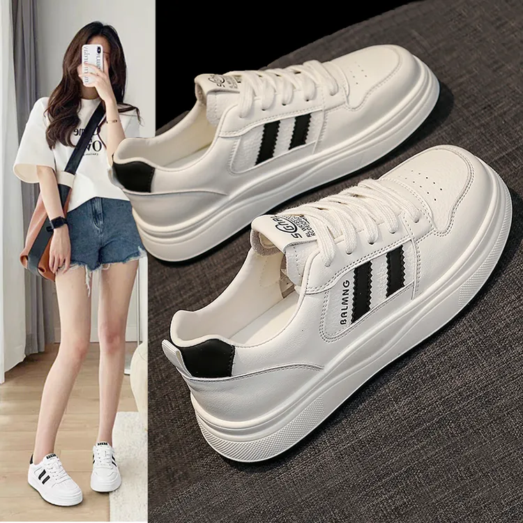 鞋子女款爆款2025新款网红款小白鞋女百搭学生休闲鞋真皮平底板鞋