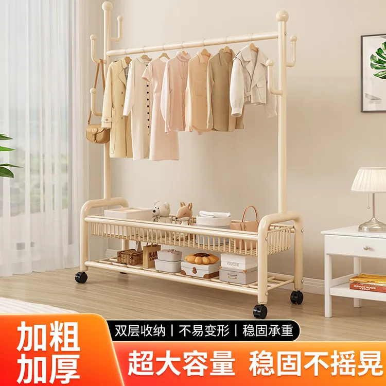 简易衣帽架卧室落地挂衣架可移动家用收纳衣架客厅衣服架子晾衣架