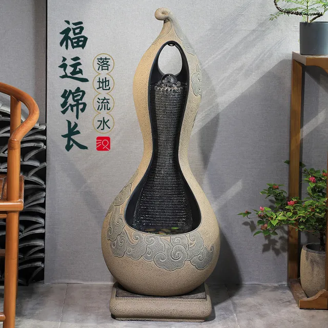 汉韵堂葫芦落地流水摆件新中式室内客厅办公室装饰循环水景观喷泉