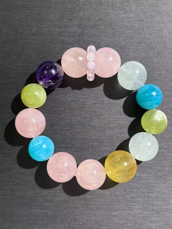 粉水晶多宝手链明星同款设计精美独具特色
