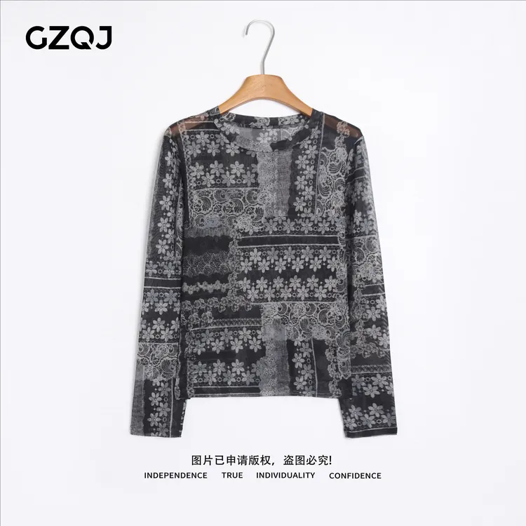 老琴私服【波斯星算】 欧若风时尚圆领长袖T恤罩衫防晒女夏 1199