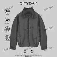 CityDay【楠哥】摩登·小羊皮翻领立裁老钱夹克高级感外套男 9195