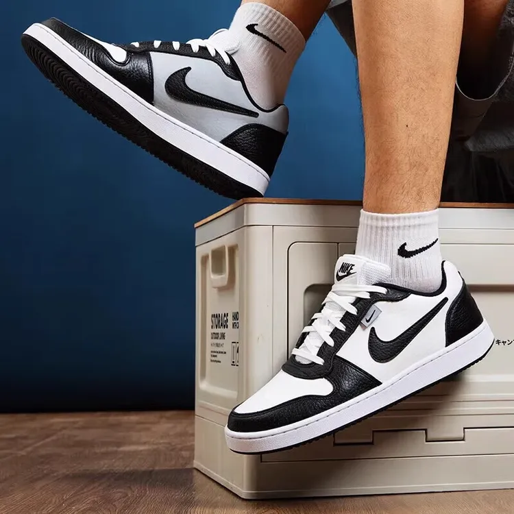 Nike耐克板鞋男鞋新款Ebernon黑白熊猫低帮耐磨透气休闲鞋 AQ1774