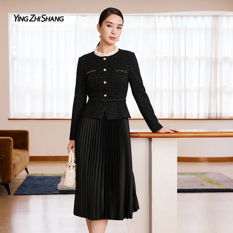 【星奢黑钻】赢智尚黑金小香风封神款！2025冬季新款名媛气质ZF03760