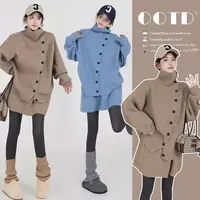 时髦孕妇装秋冬款韩系慵懒纯欲宽松软糯开衫上衣百搭半身裙两件套