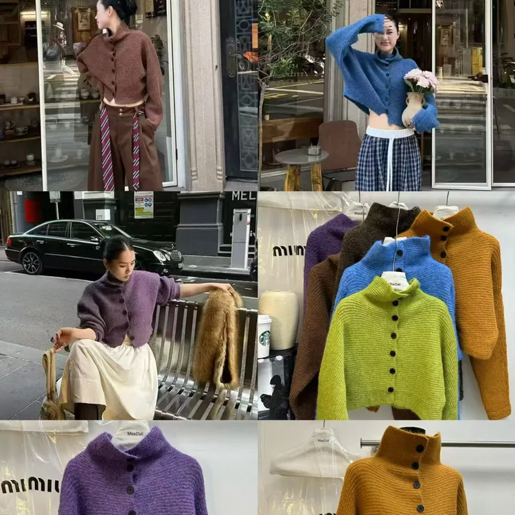 balala～长袖女宽松型羊毛衣套头圆领网红秋冬