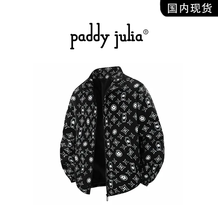 Paddy julia夹克男款春秋季轻奢满印花潮流保暖休闲宽松外套男装