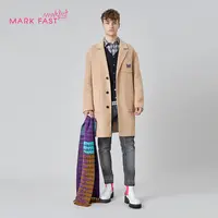 MARKFAST设计师品牌卡其色双面呢大衣男H型简约外套M1BIM93150