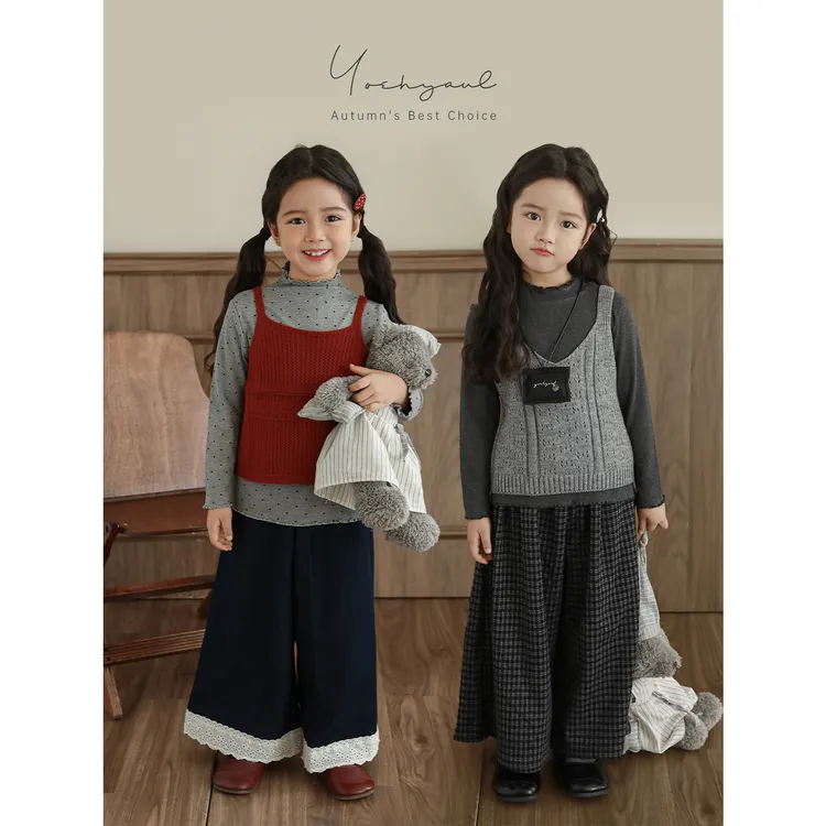 幼悠女童秋装复古港风套装简约日韩潮酷痞帅童装儿童衣服Q4659