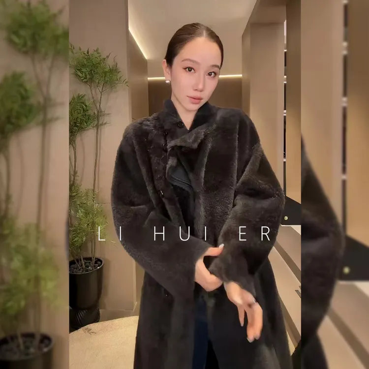 LiHuiEr李慧儿【伦敦长廊】秋冬款轻奢宽松时尚深灰大衣CO7009H