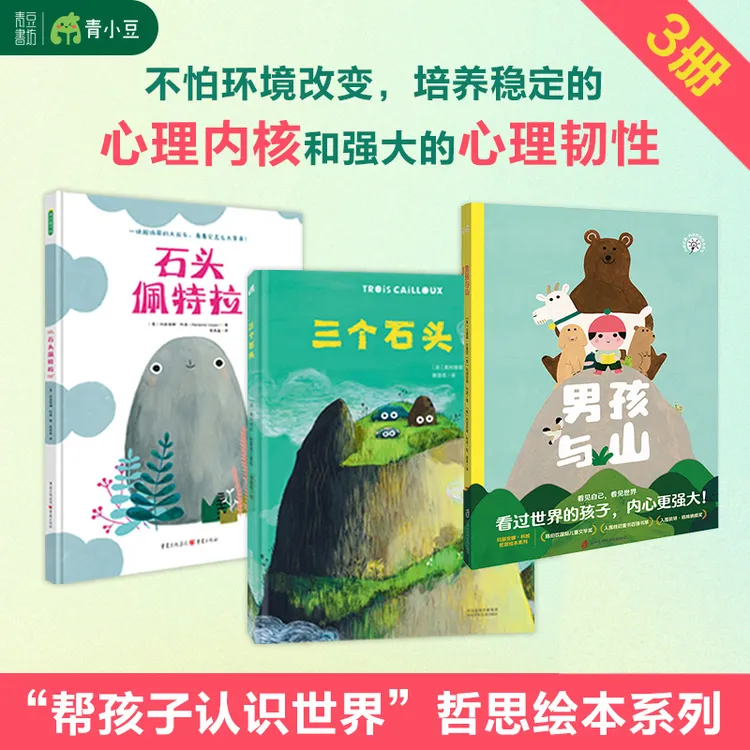 畅销哲学绘本【三个石头+男孩与山+石头佩特拉】心理韧性培养必读