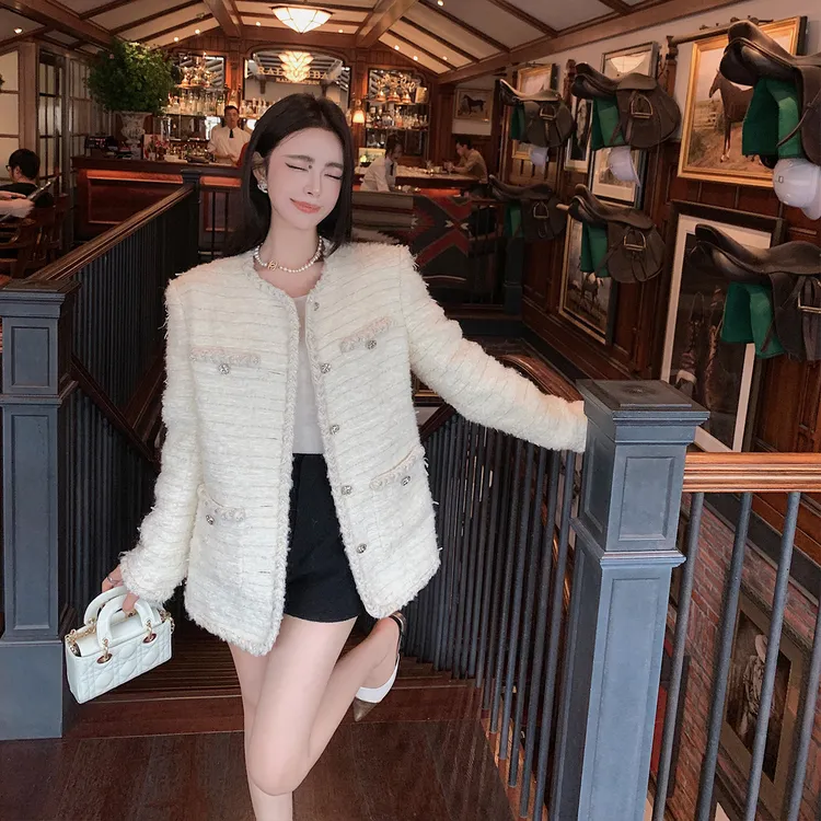 【LILYLIKES】"埃及手工坊重磅高奢绵羊毛粗花呢手工编织小香外套