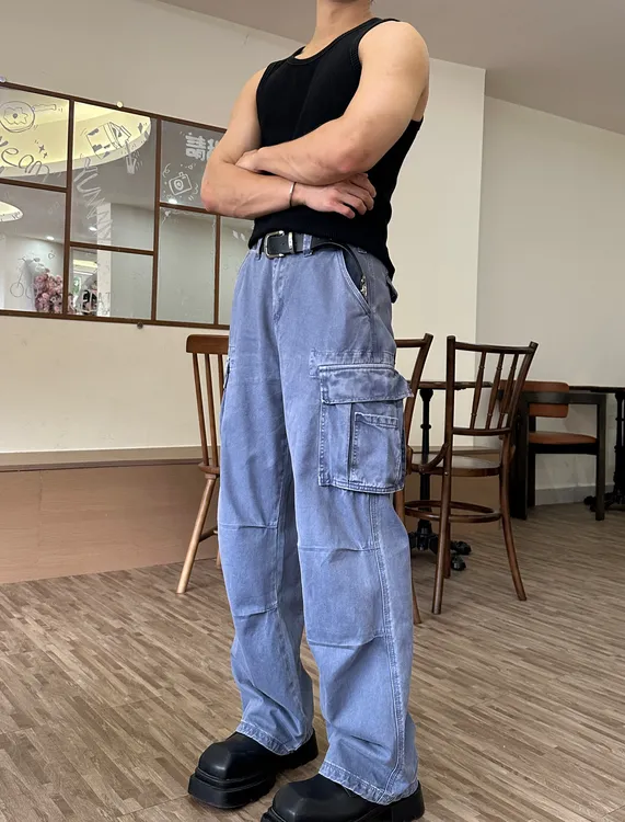 【法工蓝cargo】BUTTERFLYFISHES复古做旧cleanfit春夏直筒男工装裤