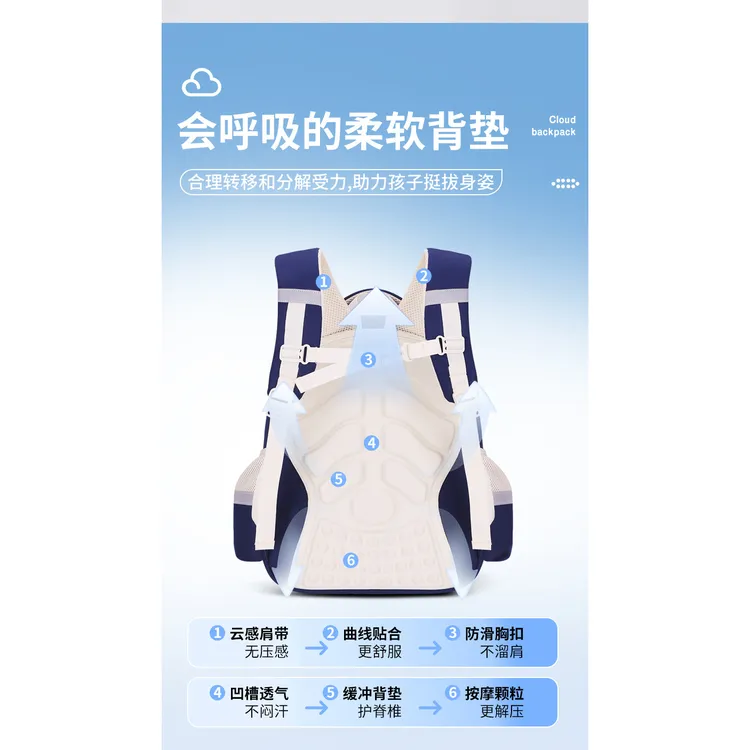 小黄鸭1-7护脊【超轻耐磨运动书包学生护腰款易清洗】减负防水正品