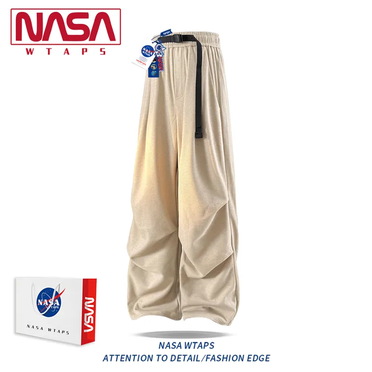 NASA WTAPS潮牌褶皱伞兵裤子男美式复古百搭宽松阔腿裤秋季休闲裤