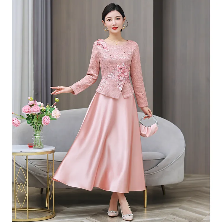 10月结婚喜婆婆喜妈妈婚宴装显瘦高端婚庆礼服洋气遮肚子连衣裙秋