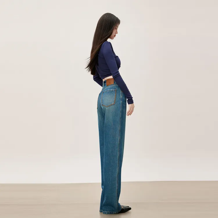 百搭显瘦阔腿牛仔裤女高腰新款2025春夏季亲肤直筒长裤宽松裤子