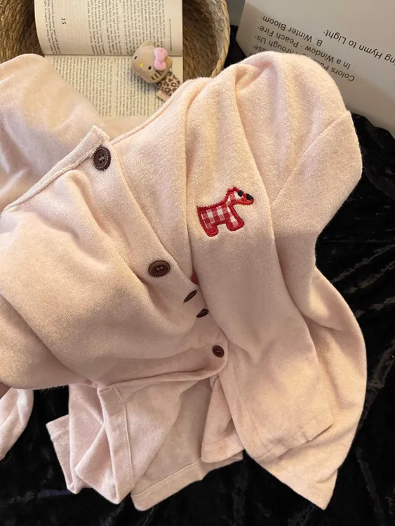 新款甜美少女卡通可爱德绒睡衣女慵懒风秋冬季长袖家居服可外穿