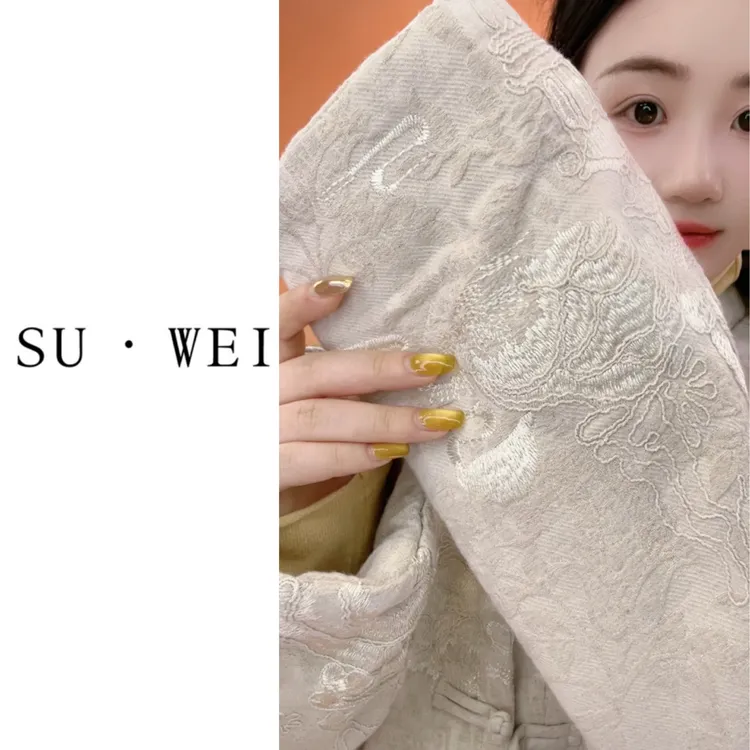 8205-1秋季宽松型亚麻腰果花女常规款短外套外套上衣立领中国风