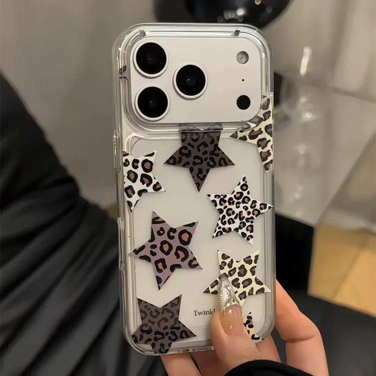 豹纹星星适用于iPhone17/16promax苹果15pro二合一太空个性手机壳