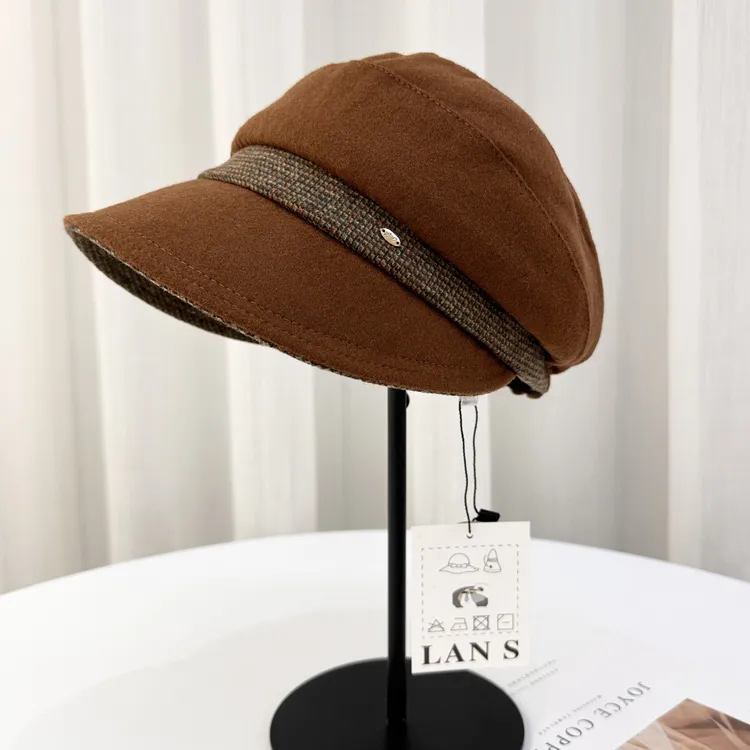 出口日本单秋冬款羊毛女士盆帽保暖优雅气质百搭洋气渔夫帽品质