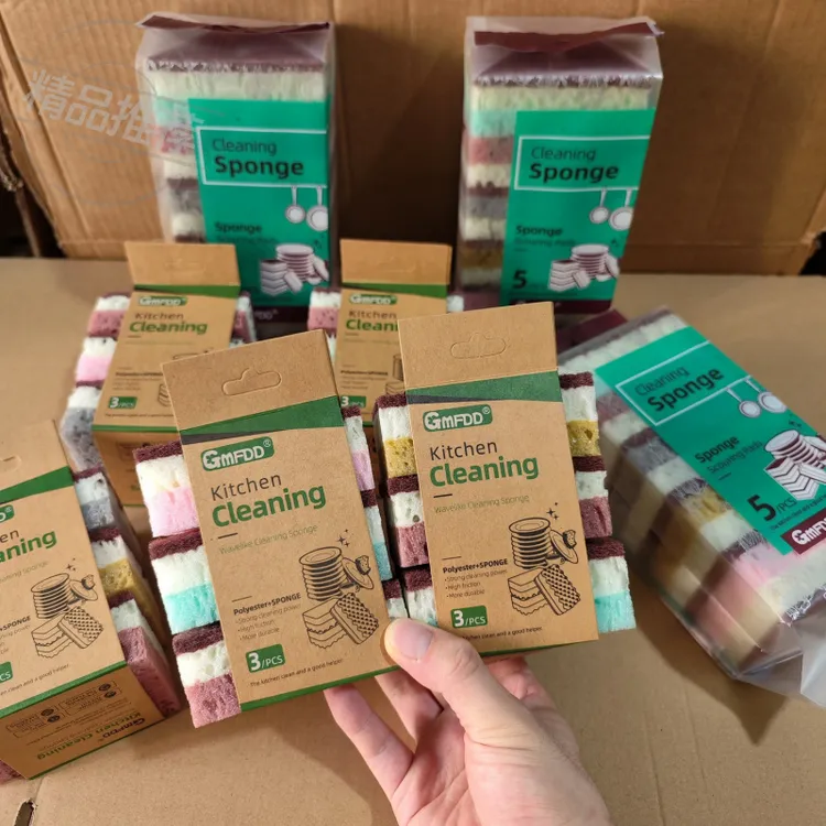 进口洗碗耐用三层高泡加厚海藻家用清洁刷家务洗碗清洁海绵百洁布