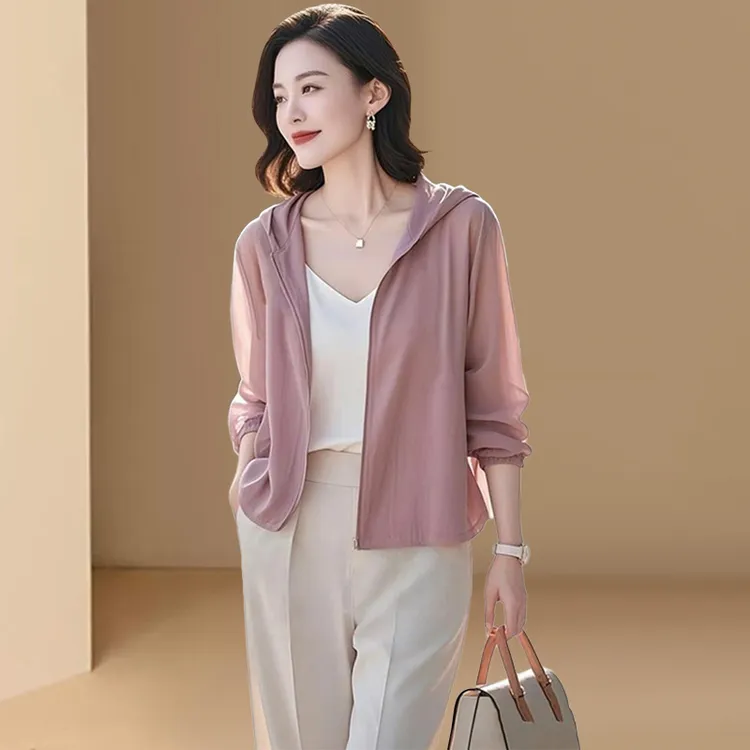 爆款2025夏季新款薄款超好看独特漂亮温柔风粉色开衫防晒衣外套女