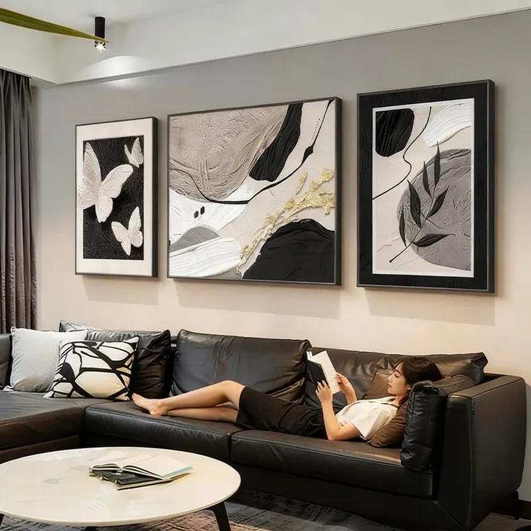 现代简约客厅装饰画轻奢高级感沙发背景墙挂画2026新款艺术组合画