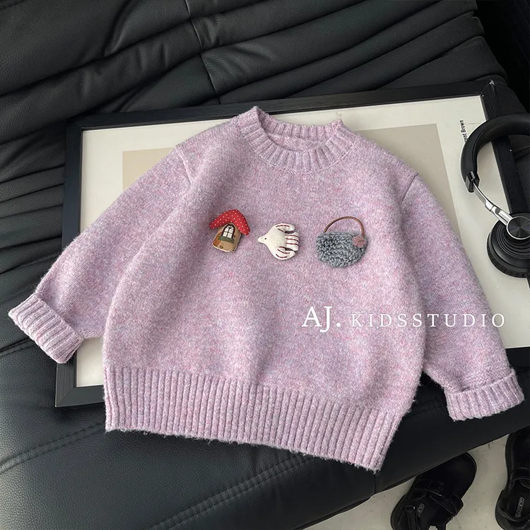 现【芋泥手作】阿卷冬装男女童童趣立体玩偶加厚保暖毛衣MPG7604