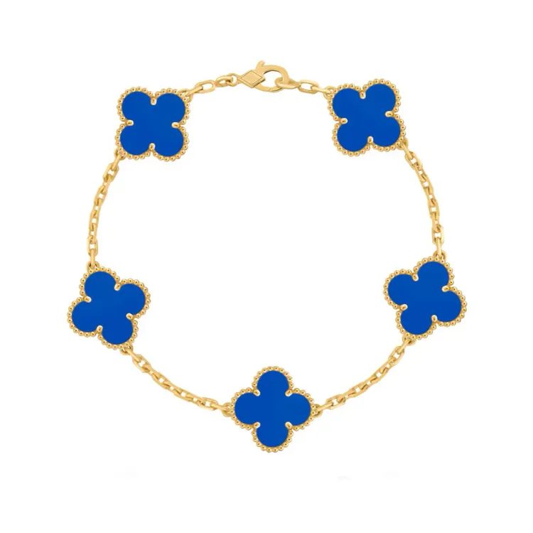 合金手链 2439【经典中蓝五花四叶草】梦幻精灵显白神器四叶草手链