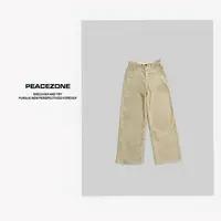 Peacezone【灯芯绒】 100长绒棉 秋冬复古直筒宽松设计款休闲裤6130