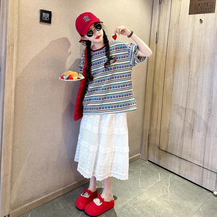 韩版儿童夏装2025新款女孩半身蛋糕裙女童夏季网红款洋气套装裙子